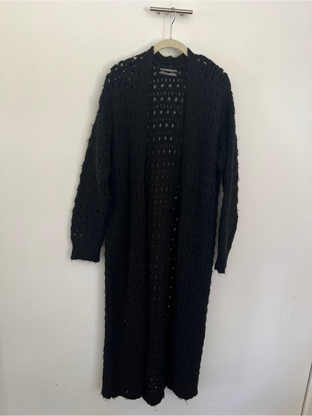 Anthropologie Black Crochet Longline Women's Cardigan